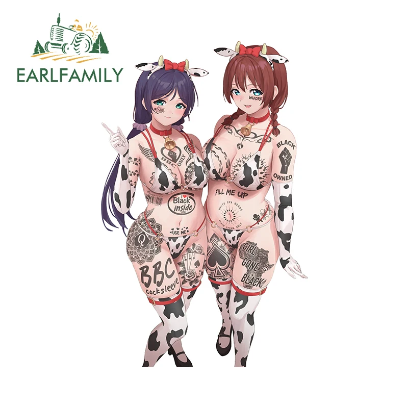 EARLFAMILY 13cm x 8.2cm Emma Verde Nozomi Toujou Tattoos Car Stickers Succubus Waifu Chest Cow Bikini Decoration Thicc Decals