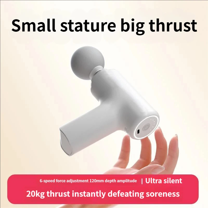 

Portable vibrating massage gun with 4 interchangeable heads and LED light for full-body relaxation