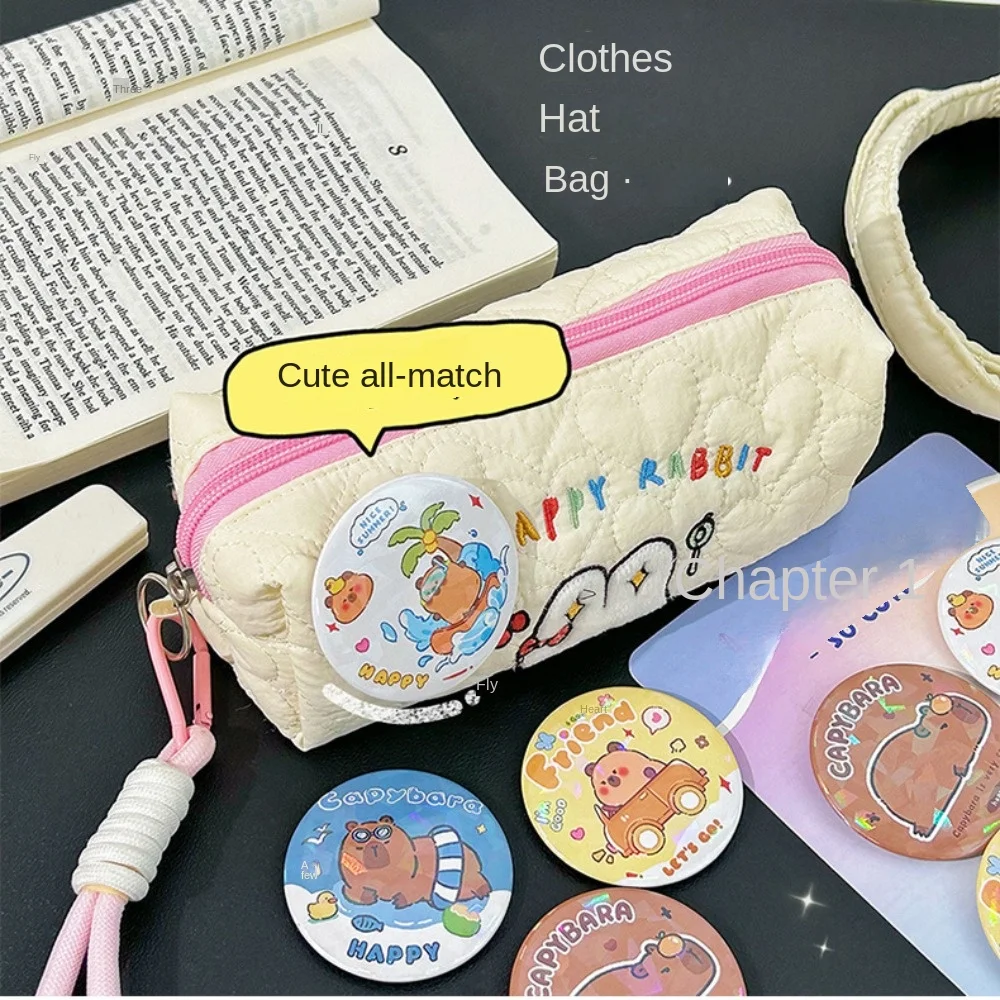 Baru Irony Capybara Pin melingkar kembali Pin bros kartun lencana