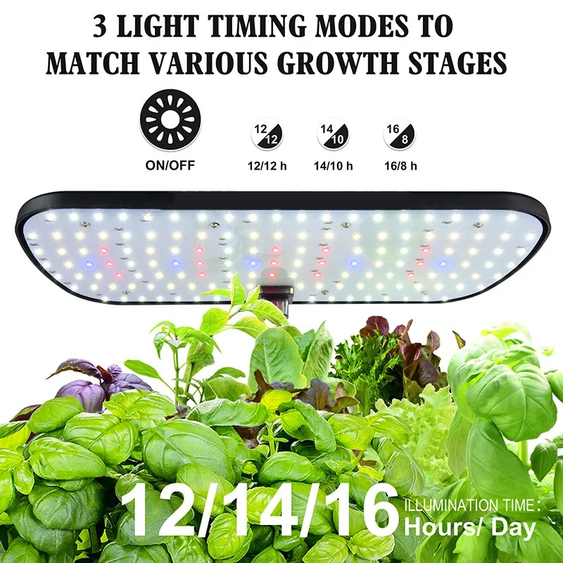 Seed Indoor Garden Kit com LED Full-Spectrum, Hidroponia Crescendo, Erogarden Planta, Crescer a Função de Luz, 12 Pods