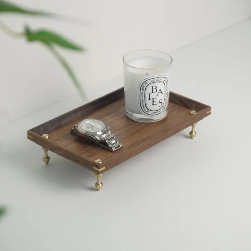 MidCentury Wooden Tray for Desk Key Jewelry Storage Rack with High Legs Decor Home Incense Holder Rustic Tabletop Display Tray