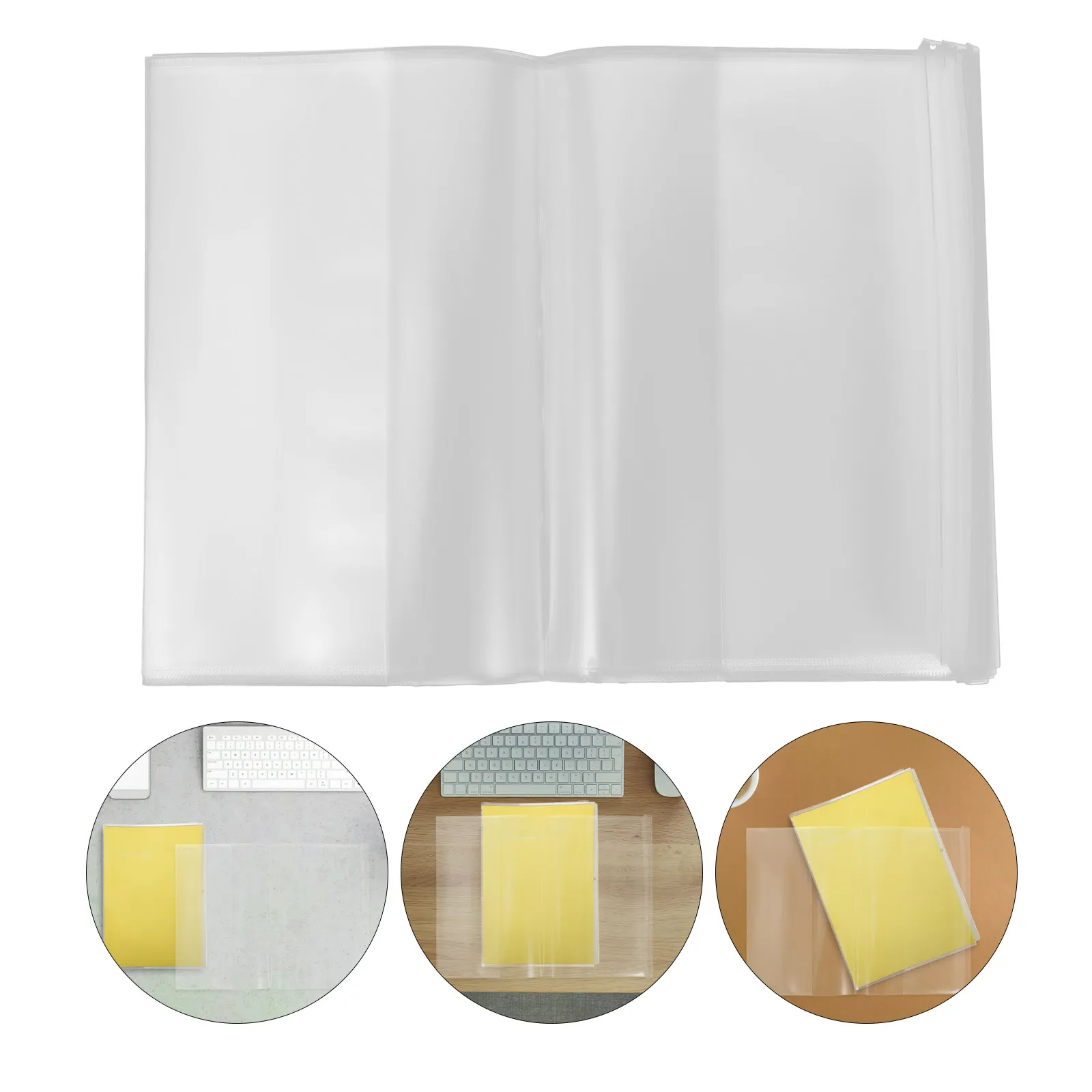 

10Pcs Clear Book Cover Protective Sleeve Adjustable Width Plastic Book Covers for Hardcover Textbook Protection Cover