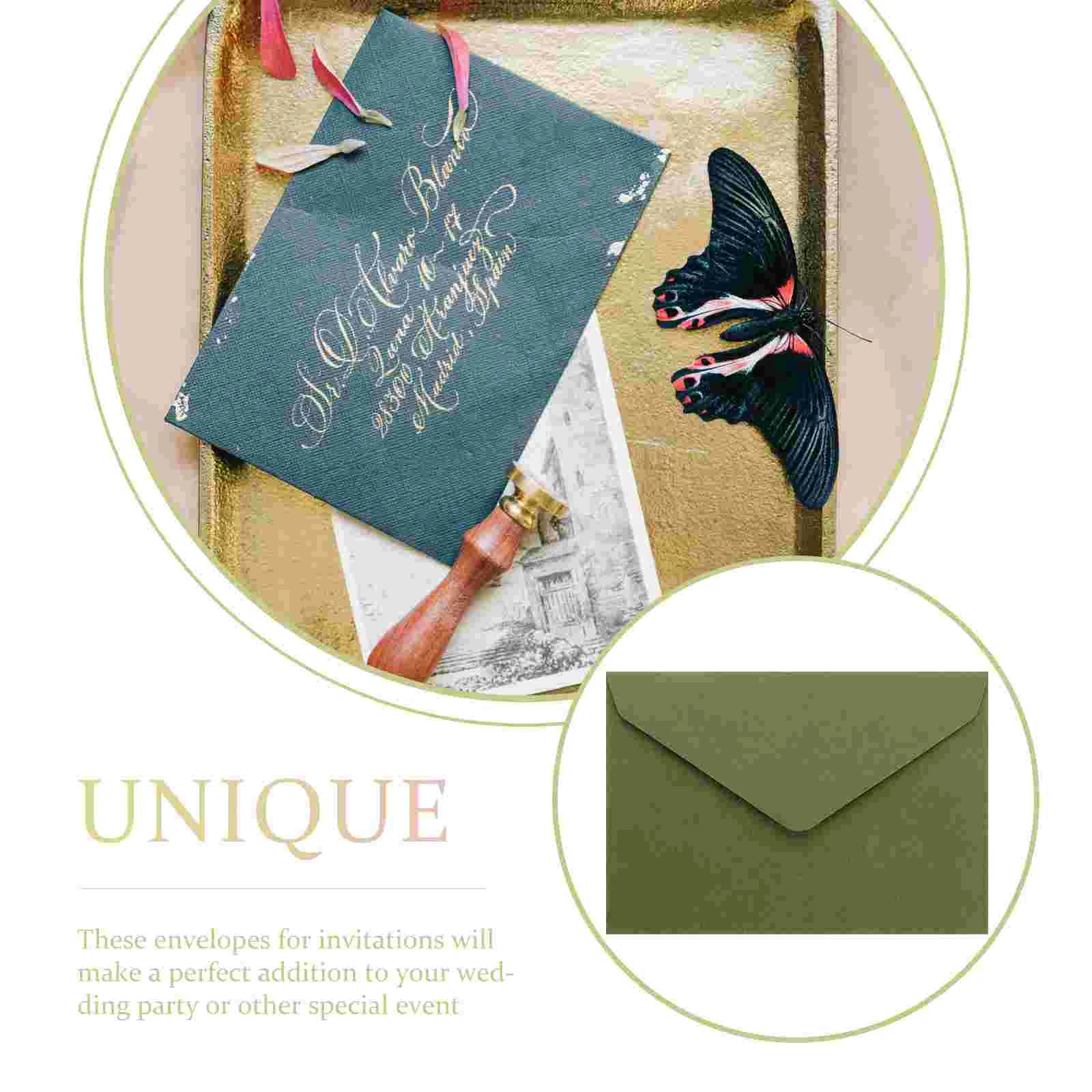 40 Pcs Retro 120g Thick Western-style Triangle Envelope Wedding Postcard Greeting (quiet Grass Green) 40pcs Cards Blank