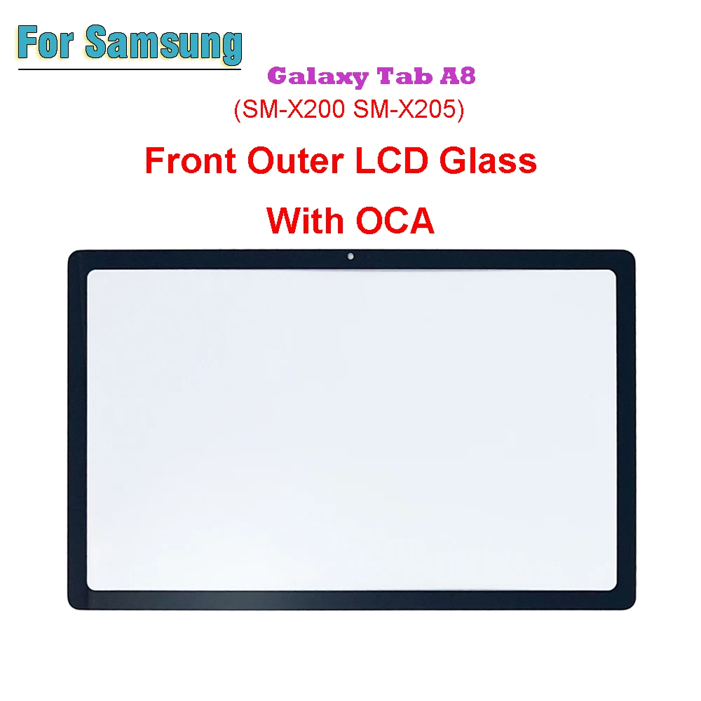 

НЕТ ЖК-дисплея для Samsung Galaxy Tab A8 10,5 "SM-X200 SM-X205 X200 X205 Сенсорная панель планшета Передняя внешняя стеклянная линза ЖК-дисплея с OCA