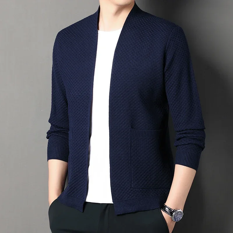 

High Quality Men's New Spring And Autumn Cardigan Fashion Casual Mens Clothes Knit Coats