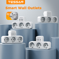 TESSAN EU Plug Wall Socket Extender with 3 AC Electrical Socket with Overload Protection Wall Outlet Smart Plug Adapter for Home