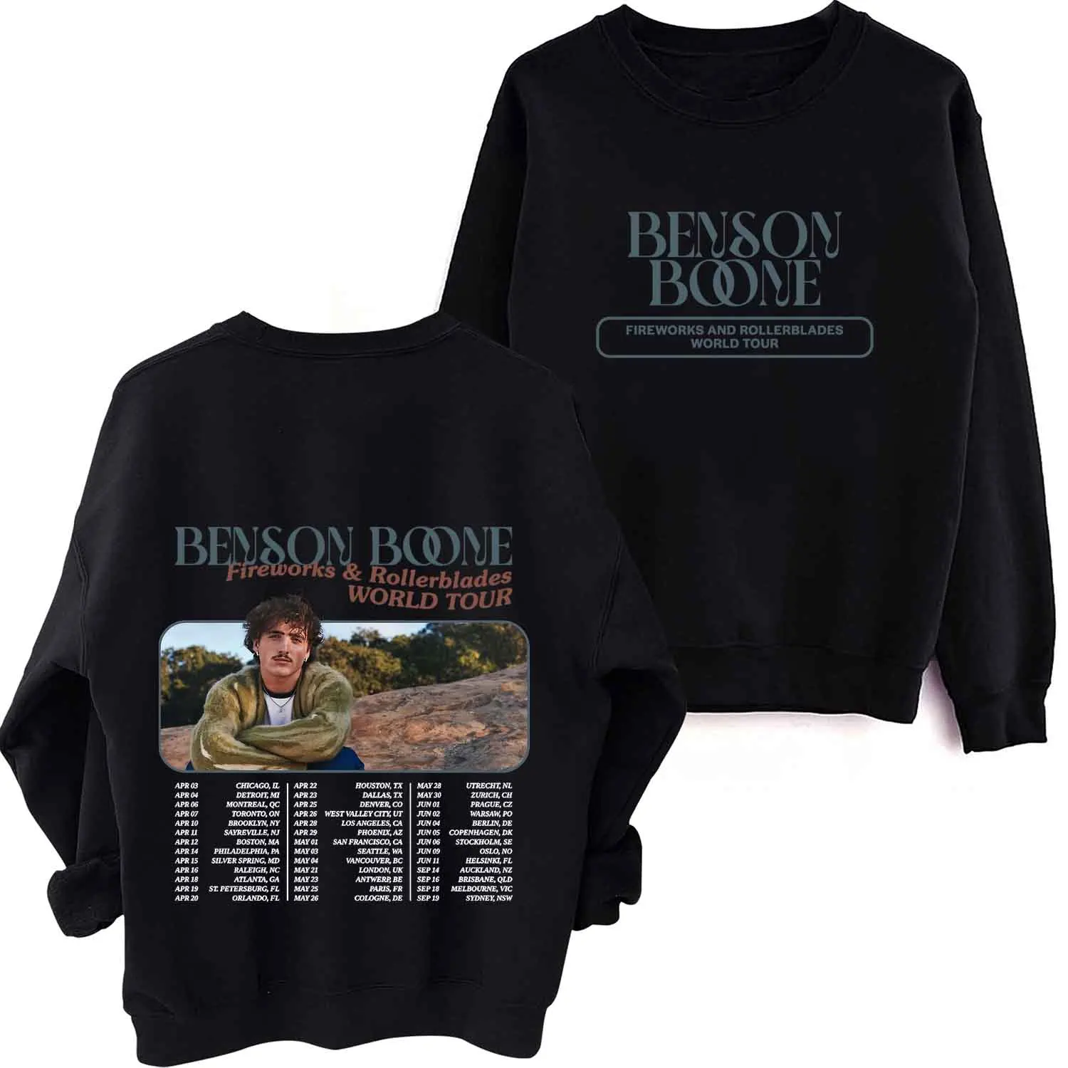 Benson Boone Fireworks and Rollerblades World Tour 2024 O-Neck Long Sleeve Spring and Autumn Men Clothing Hoodies Women