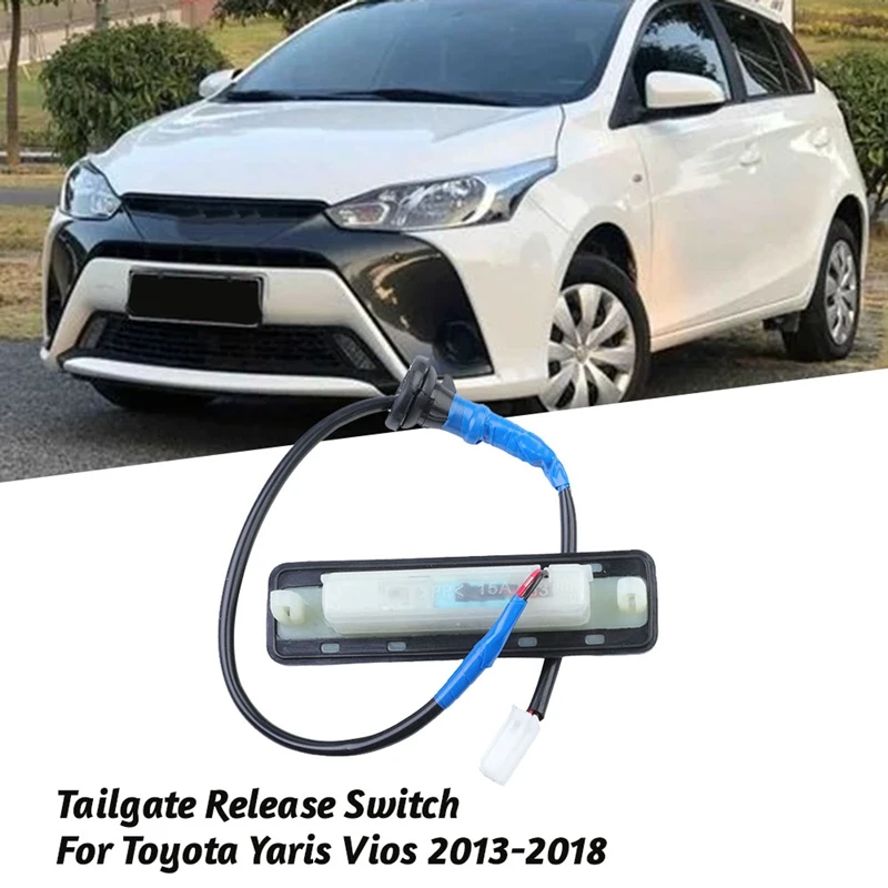 Sakelar pembuka tutup pintu belakang mobil 84840-52030 untuk Toyota Yaris Vios 2013-2018 tombol sakelar lepas Hatch belakang pintu belakang