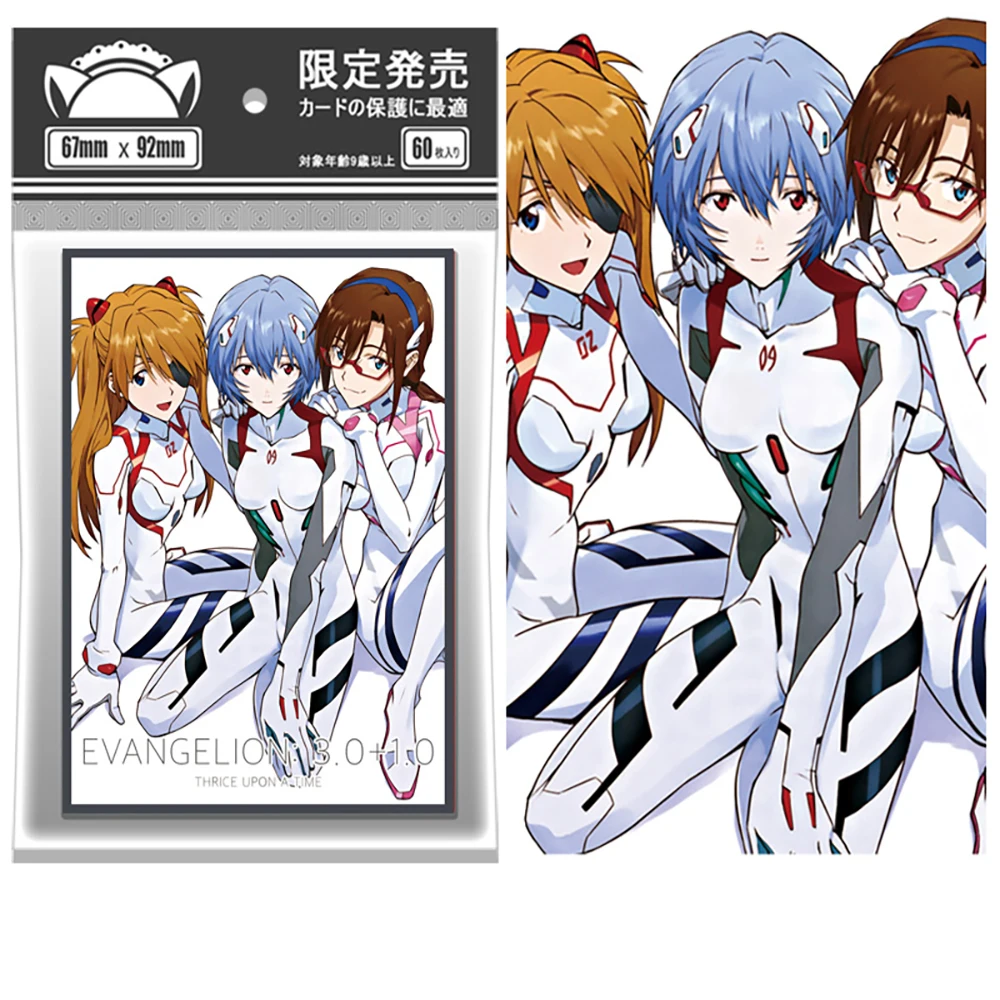 60 uds Anime Eva fundas para tarjetas láser agua Ayanami Rei Albedo Tokisaki Kurumi funda protectora para tarjetas PTCG 67X92mm regalo de vacaciones para niños