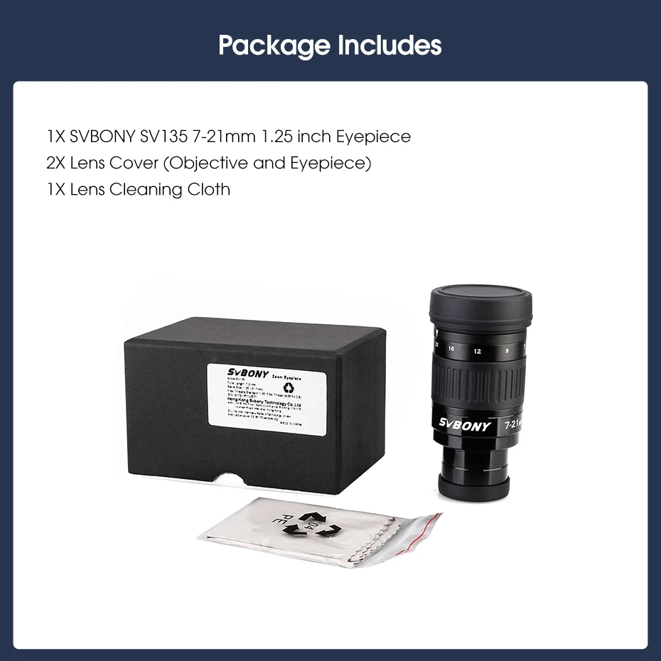 Svbony SV135 1,25" Zoom-Okular 7-21mm Vollständig Mehrfach Beschichtetes Teleskop-Okular für Astronomie Vogelbeobachtung Camping Reisen – Detail 12