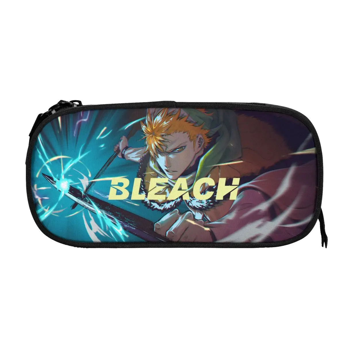 Anime BLEACH Kurosaki Ichigo estuche para lápices de gran capacidad, oficina, colegio, bolsa de almacenamiento grande, organizador de caja