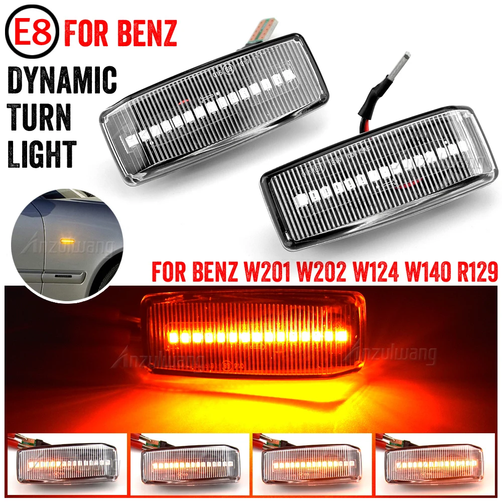 

Car Turn Signal Repeater Lamp For Mercedes-Benz W201 190 W202 W124 W140 R129 SL-CLASS LED Dynamic Side Marker Lights