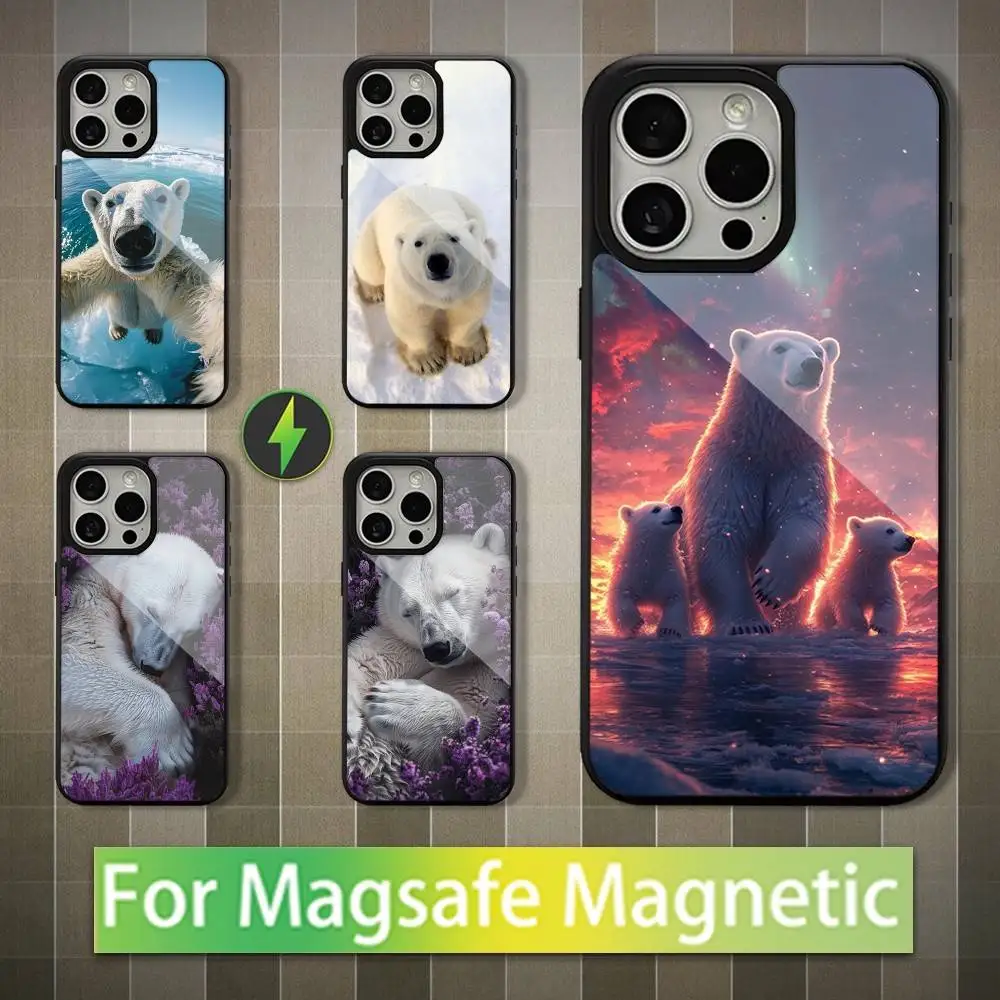 

Animal Polar Bear Phone Case For iPhone 16,17,15,14,13,12,11,Pro,Max,Plus,Mini,Magsafe,Magnetic Wireless Charging Case