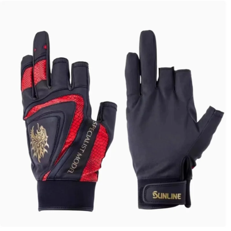 

НОВЫЕ мужские перчатки для рыбалки SUNLINE для мужчин и женщин, кожаные противоскользящие спортивные перчатки с тремя пальцами для пешего туризма, рыбалки, велоспорта, износостойкие