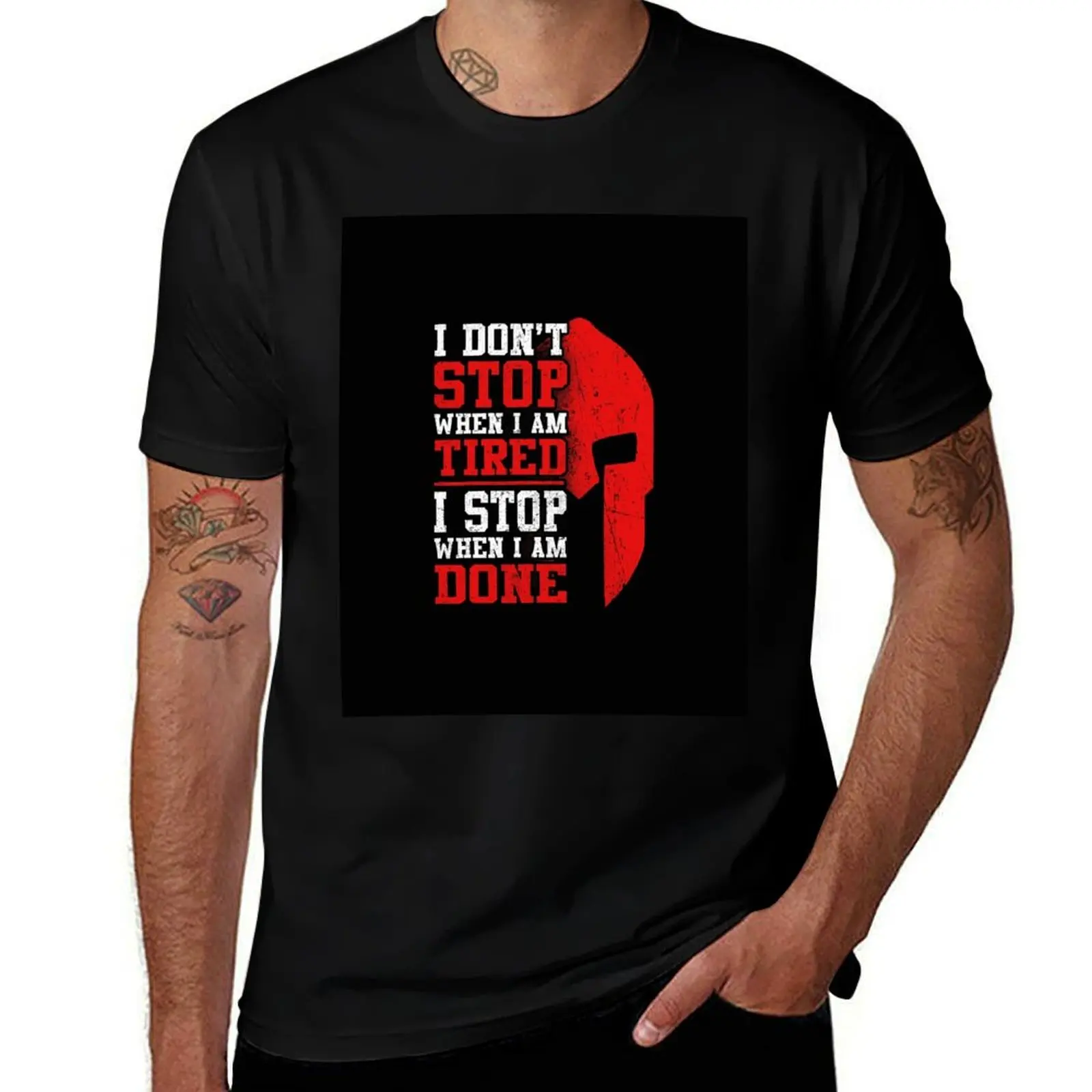 Spartan I Don't Stop When I Am Tired I Stop When Am Done T-Shirt vintage t shirts kawaii clothes mens plain t shirts