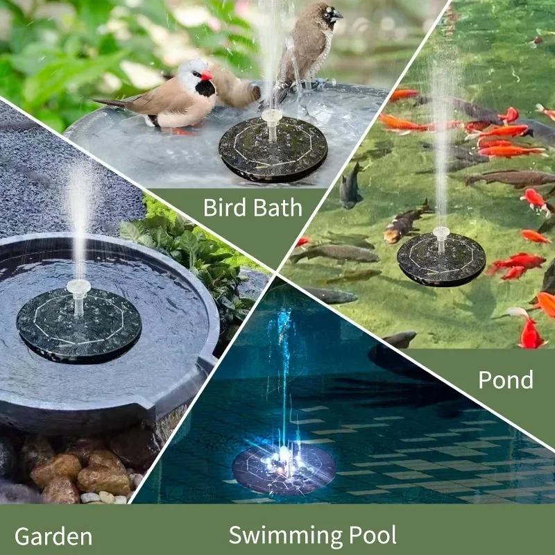 Fountain Light 7 Colors LED Light Solar Fountain Light Rotating Fountain 3W 6 Nozzle Water Pump Outdoor Bird Bath Garden view 5