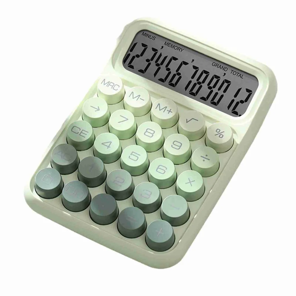 Plastic Shell Mechanical Keyboard Calculator 12 Digit Display Compact Size 12 Digit Large Screen Calculator Large Display Screen