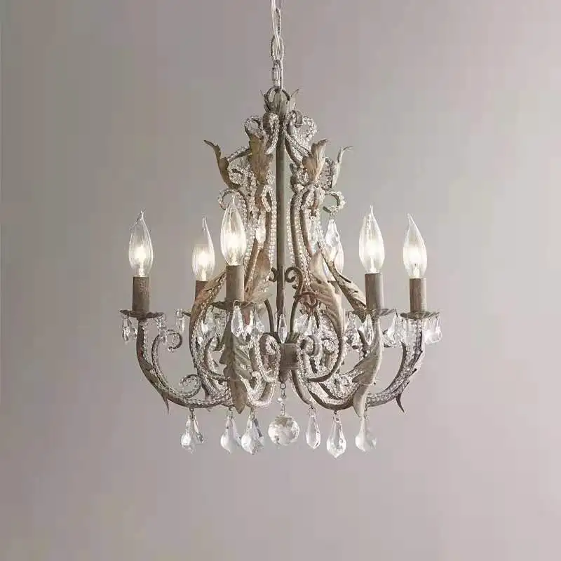 Paese americano francese pastorale retrò vecchio lampadari di cristallo in ferro battuto, soggiorno, sala da pranzo, camera da letto, negozio di abbigliamento