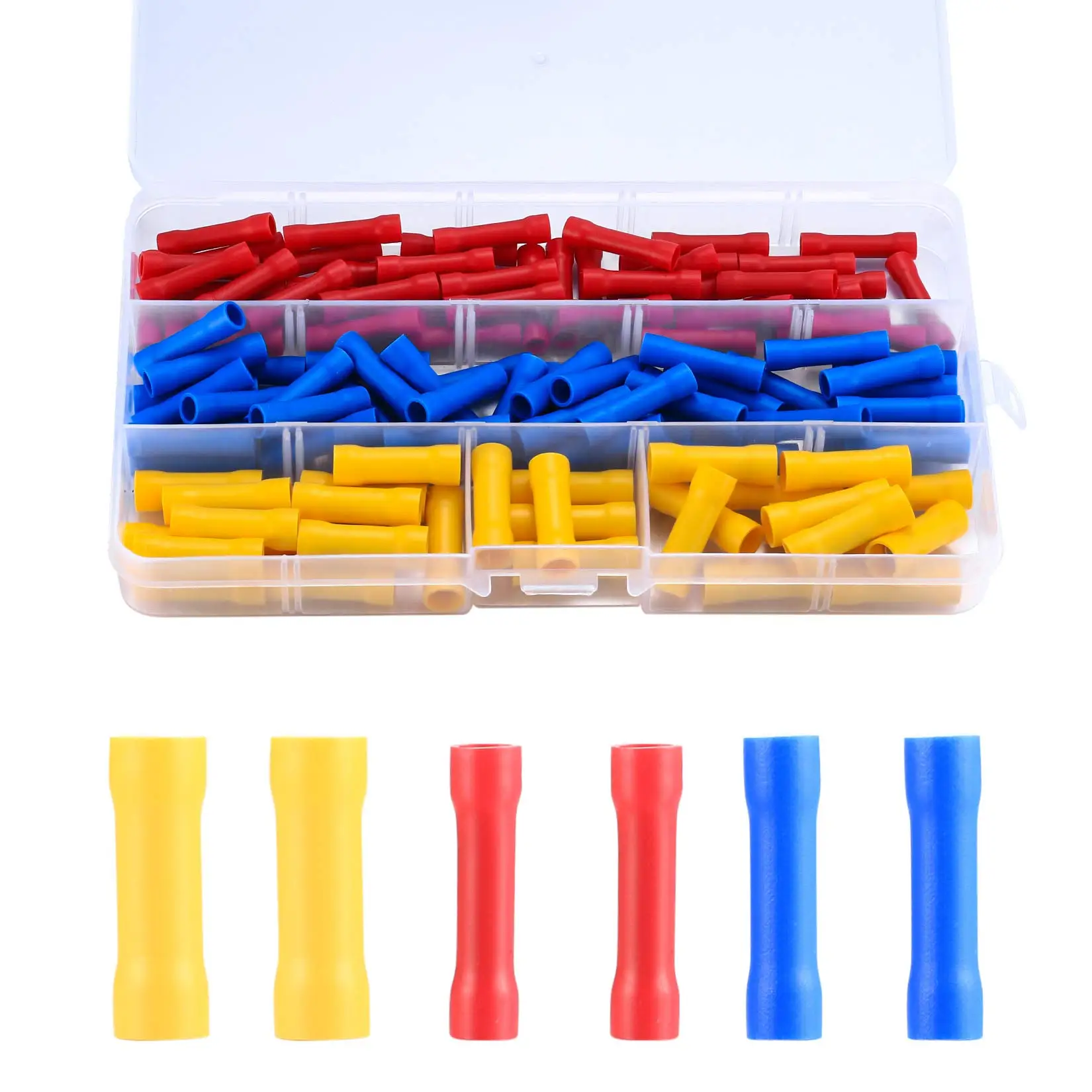 

120-Piece Insulated Butt Connector Kit - Red/Yellow/Blue Crimp Terminals for Cables