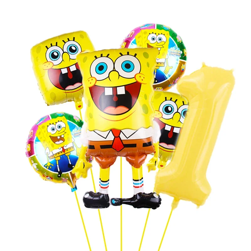 6pcs SpongeBob SquarePants Balloon set Birthday Party Balloons Helium Ballons Boy Girl Baby Shower Party Supplies