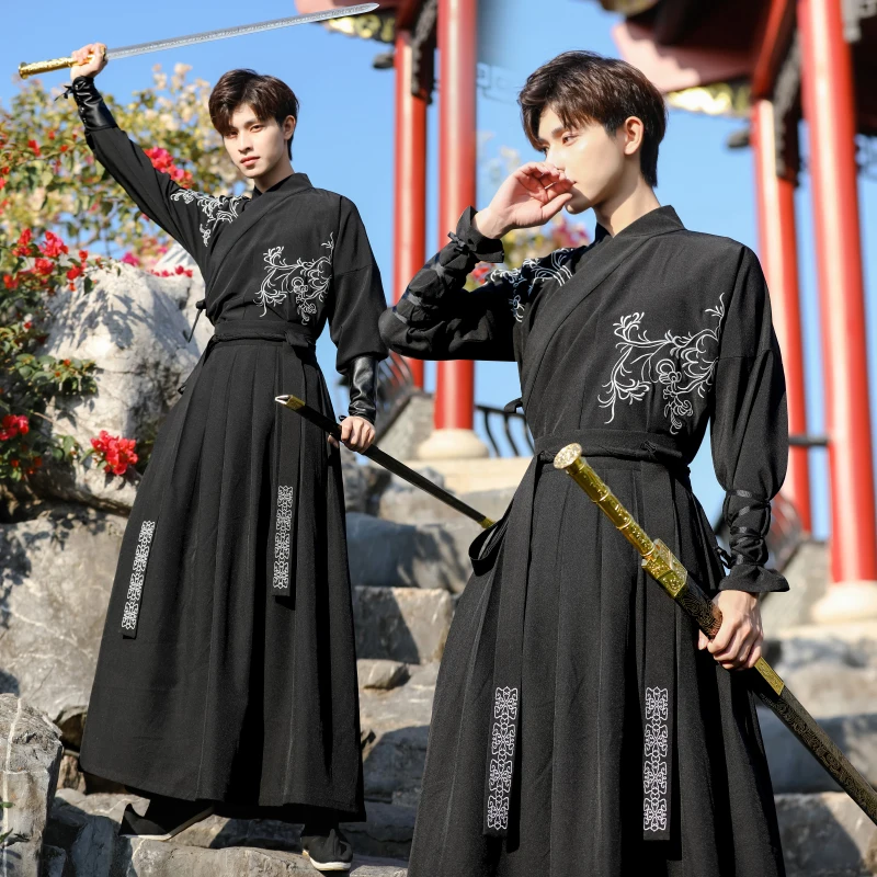 Ancient Chinese Dress Hanfu Men Traditional Embroidery Dresses China Style Martial Arts Cosplay Costume Kimono Student Uniform