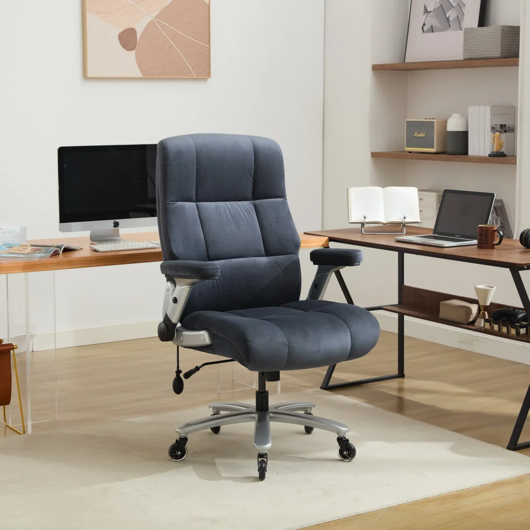 

Big and Tall Office Chair 500lbs with Adjustable Lumbar Support, Fabric Executive Computer Chair, 2D Flip-up Armrests, Extra Wid