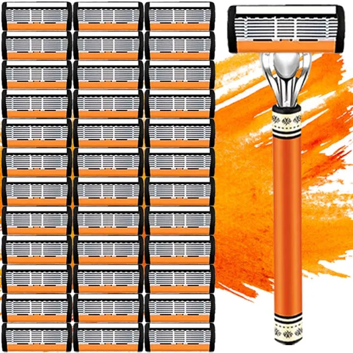 

Luxurious men's razor with anti-slip handle and sharp blades for painless shaving. Perfect gift for festivals