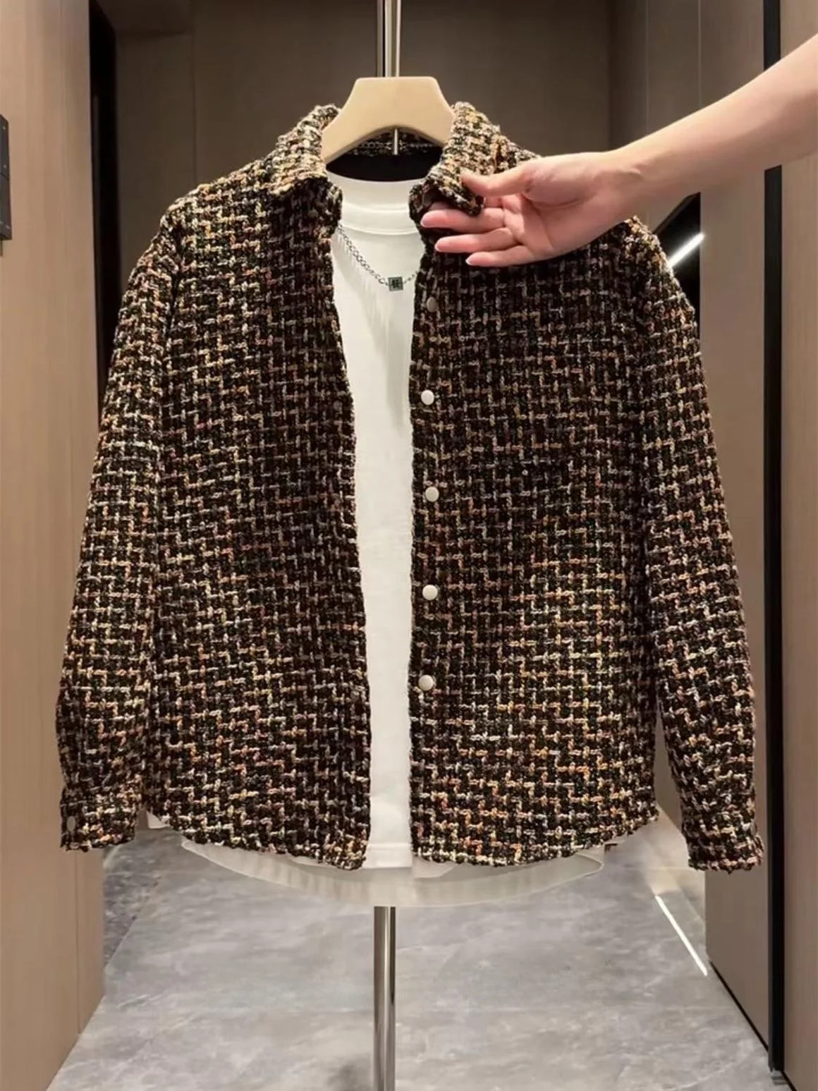 Autumn Winter Men's Thiened Cotton Flannel irt Jaet Retro Sle Knitted Couple's Top Loose Fit Long Sve