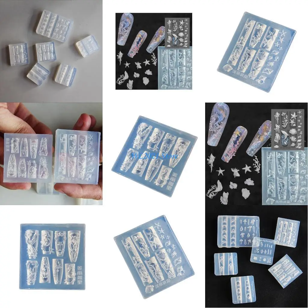 قوالب فن الأظافر السيليكون الفريدة من نوعها مع حوت وقذيفة لإلقاء نظرة أنيقة على المحيط #1