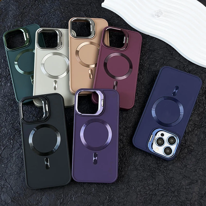 

Applicableiphone iPhone15ProMaxPhone caseMagSafeMagnetic matte metal lens frame15PlusElegant simplicity14Shockproof phone13Prote