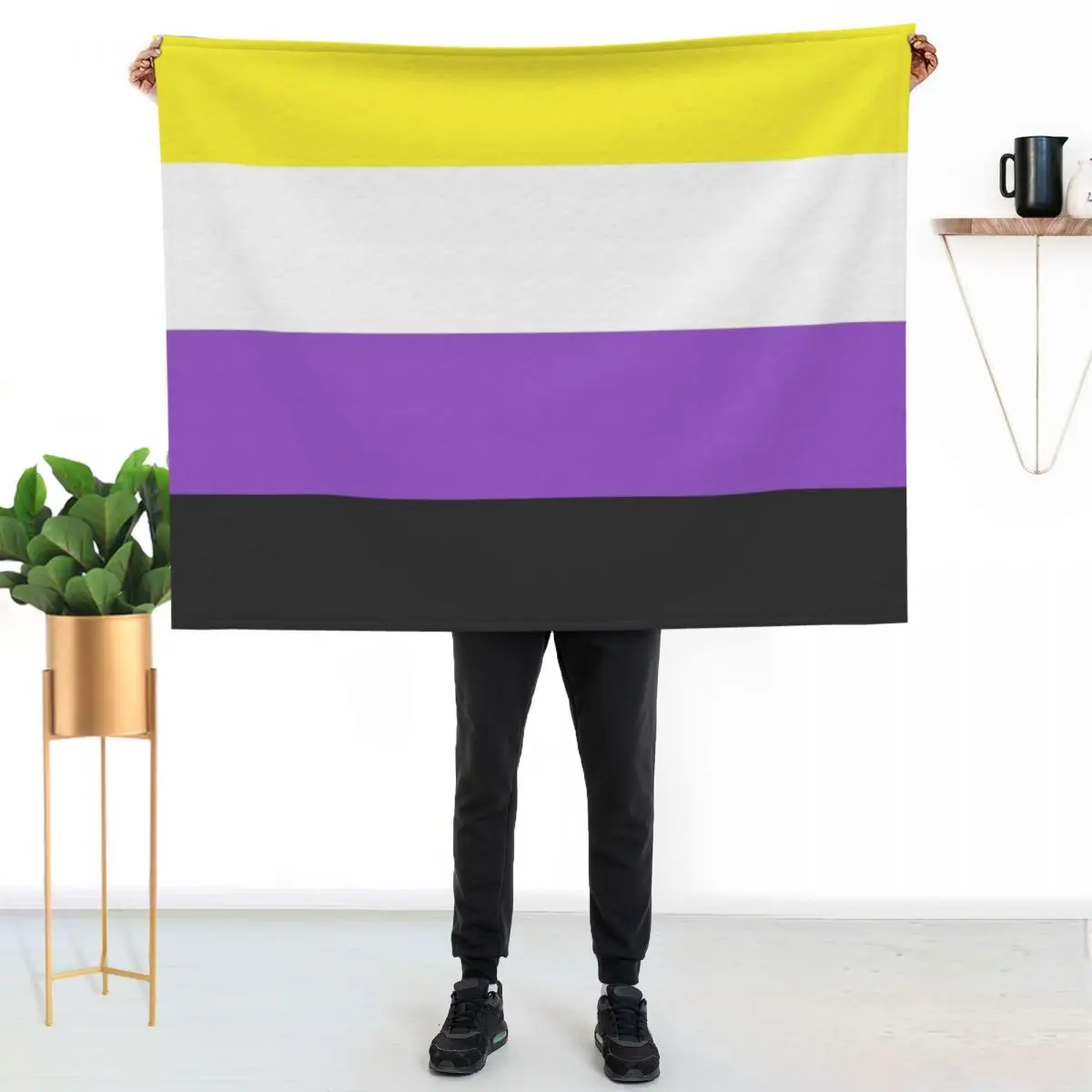 Seamless Repeating Non-Binary Pride Flag Pattern Throw Blanket Decoratives Plaid on the sofa Vintage Summer Blankets