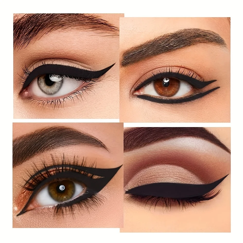 Conjunto de delineador e sombra Miss Rose de 2 peças: fosco, preto/marrom, de longa duração, escorregador suave, ideal para olhos de gato e aparência esfumaçada.