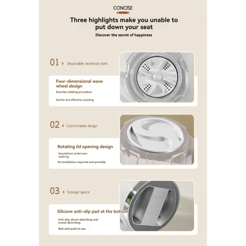 غسالة صغيرة محمولة A98I للملابس الداخلية والجوارب - تعمل بمنفذ USB وخفيفة الوزن