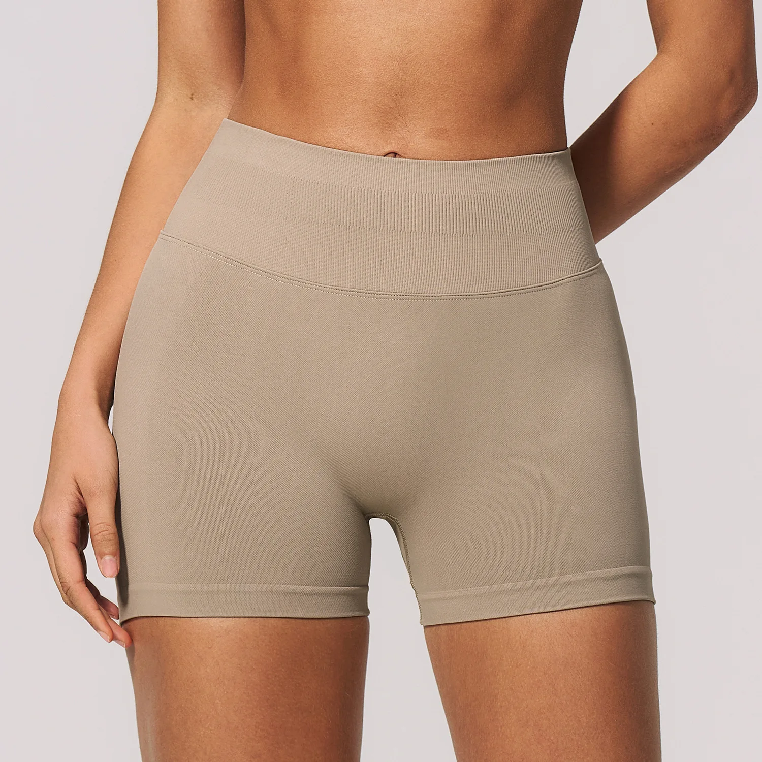 Ribbed High Waist Seamless Scrunch Butt Lift Yoga Biker Shorts Stretch Pants Yoga Practice Pilates Gym Running Training Fitness