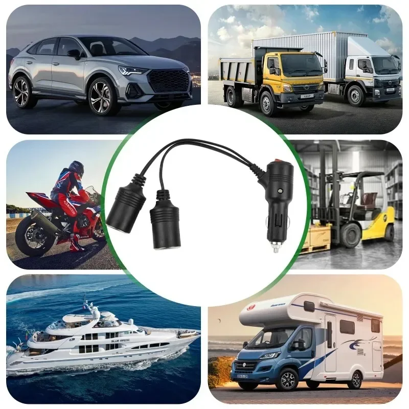 جديد 1 قطعة ولاعة السجائر في السيارة 12-24 فولت محول الفاصل ل 1 ذكر إلى 2 أنثى مآخذ Y الفاصل مع مفتاح إيقاف 20 سنتيمتر #5