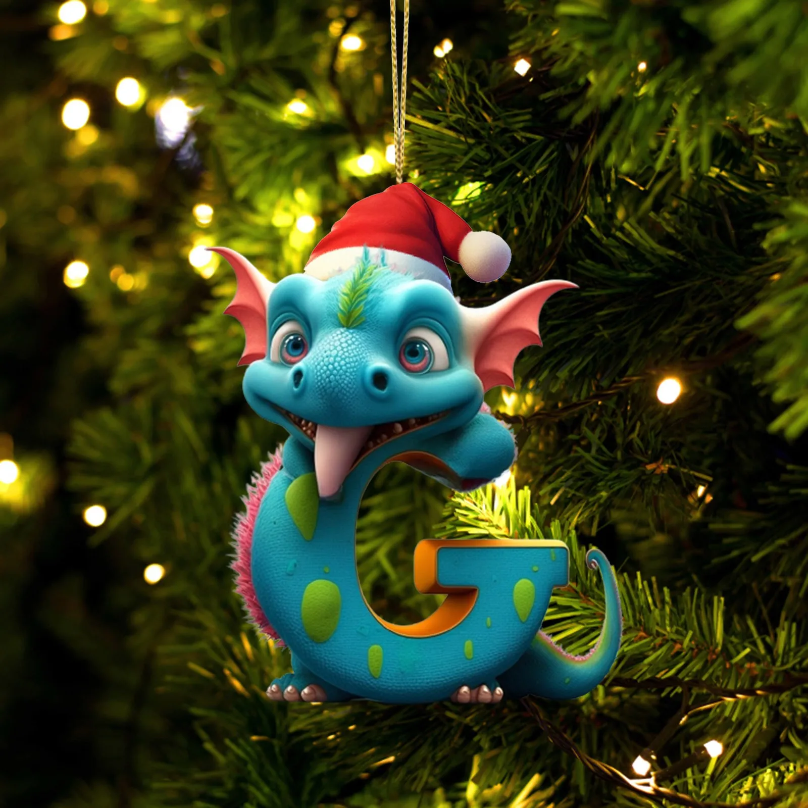 Xmas 26 Letters Cute Dragon Baby Hanging Christmas Ornament Tree Charm Decorations For 2024 New Year Home Tree Ornament Gifts