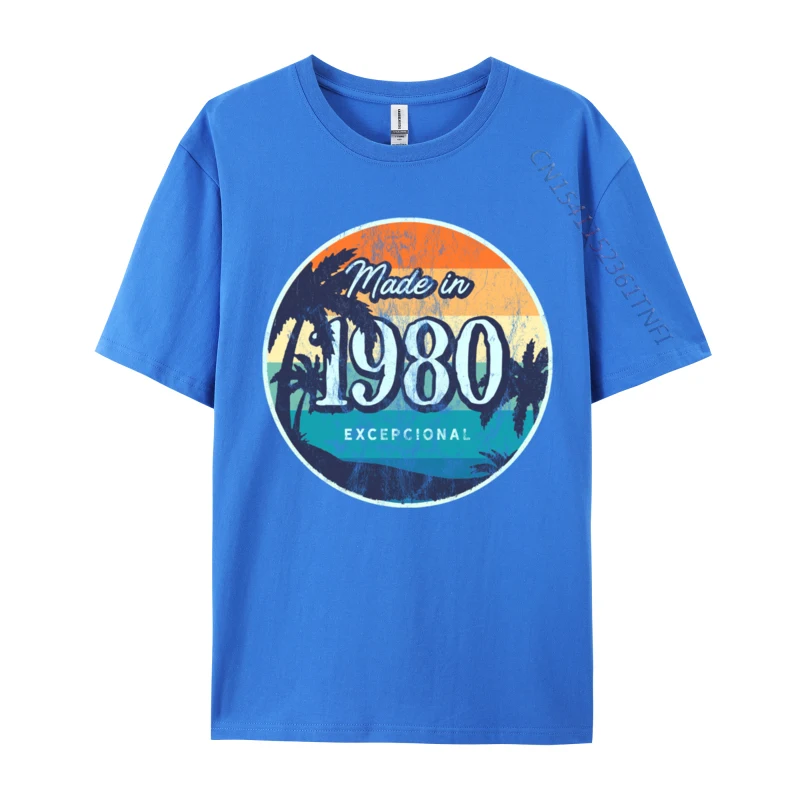 Vintage Made In 1980 Tropical Sunset 44th T-shirts Birthday Tops Shirt Wanderlust Travelling Adventure Bagpacker Lifestyle