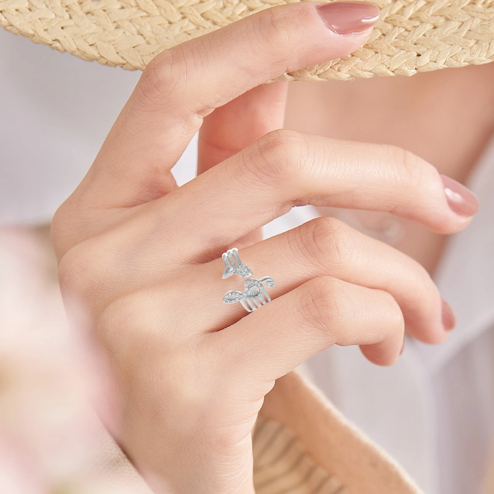 ملاحظة موسيقية قابل للتعديل افتتاح حلقة تصميم فريد أسلوب بسيط ارتداء اليومي النساء المجوهرات هدية البنصر البنصر المجوهرات