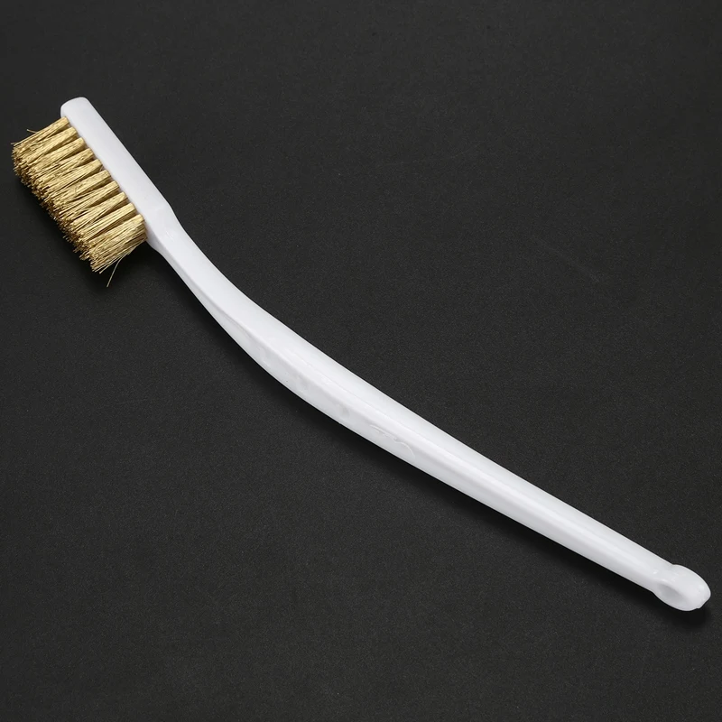 10 Pcs 6.9 "di Lunghezza di Plastica Bianco Maniglia Setola Spazzola di ottone metallo