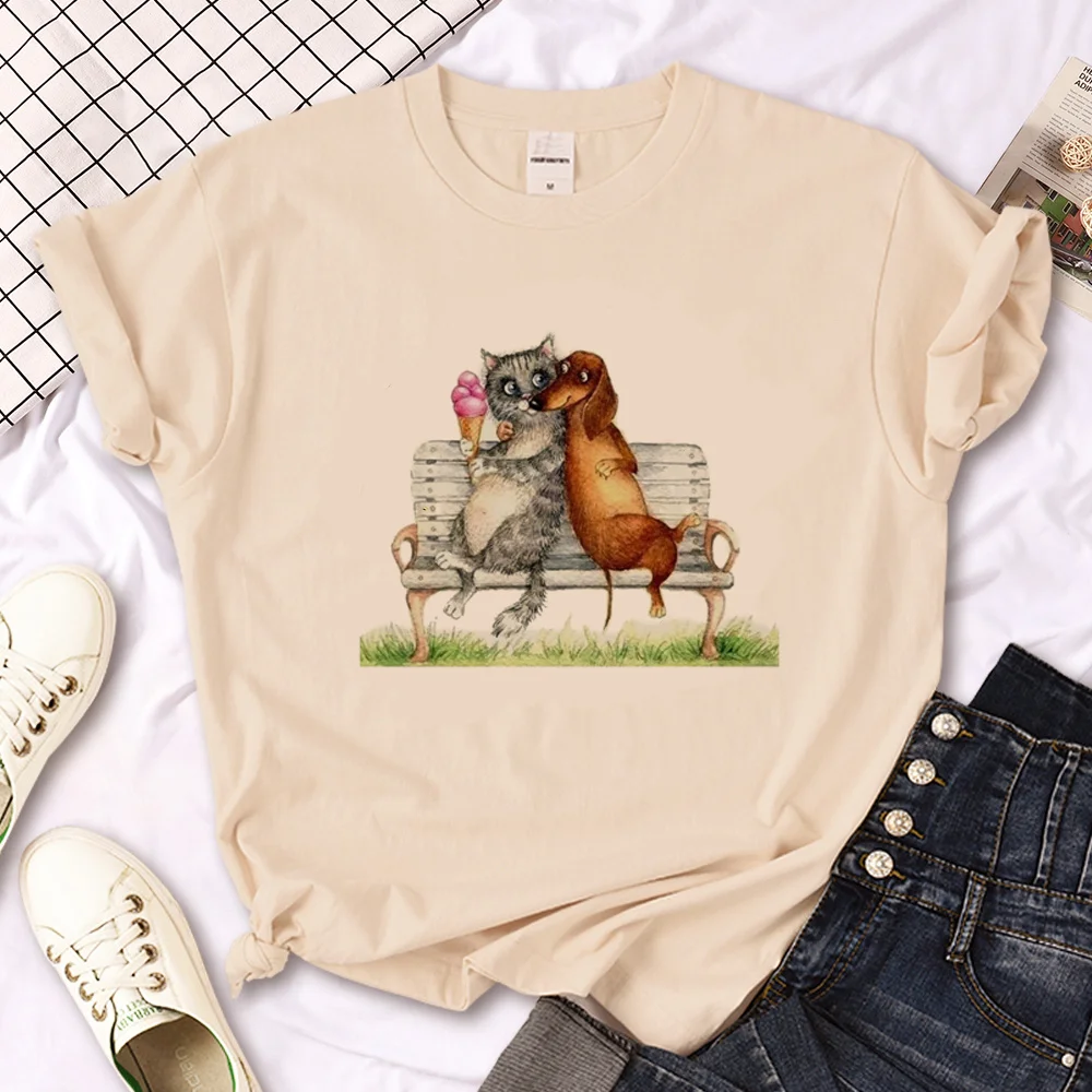 Dachshund t shirt women graphic Y2K Tee female graphic clothes