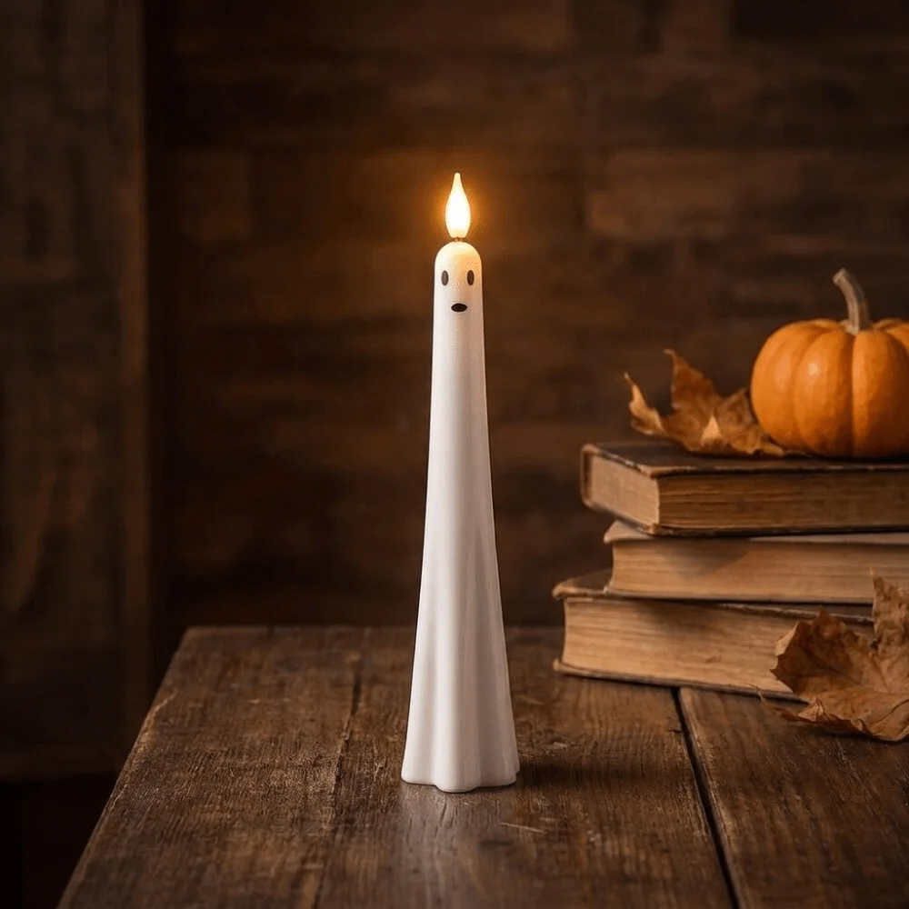 Realistic Flickering Halloween Electronic Candles Soft Light Spooky LED Flameless Candles Battery Operated