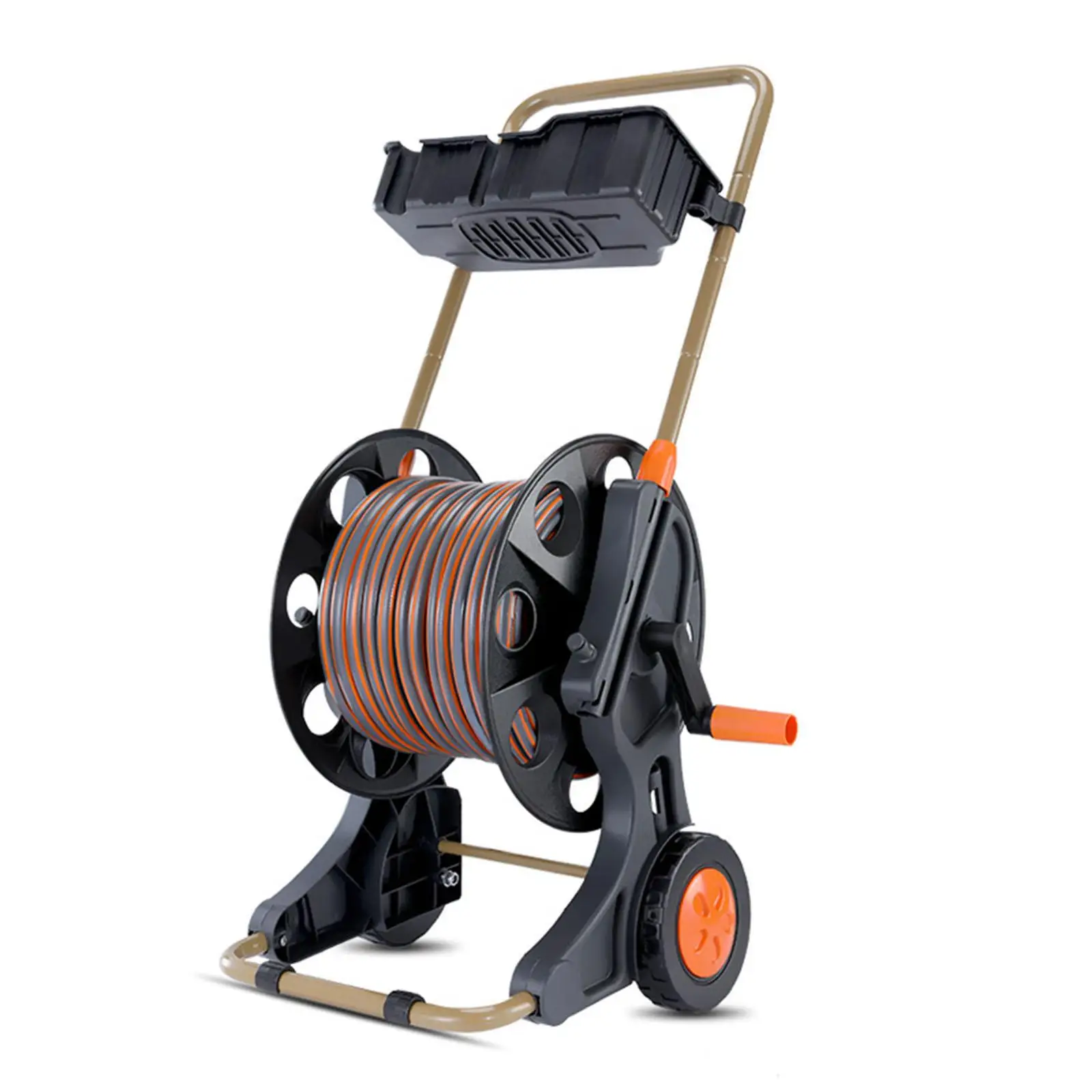 Hose Reel Cart with Wheels with Drain Storage Box Hose Organizer Pipe Storage