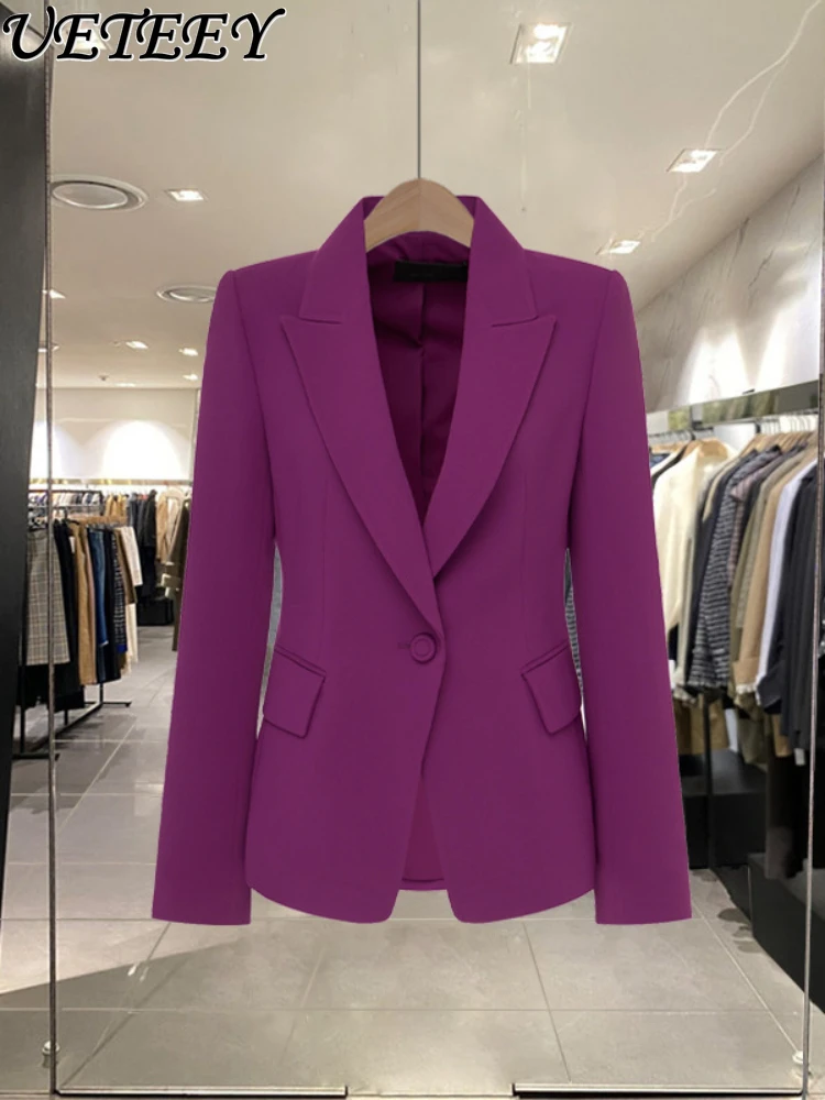 

Fashionable Classic One-Button Waist-Tight Suit Jacket for Women 2024 New Spring and Autumn Elegant Casual Professional Coat