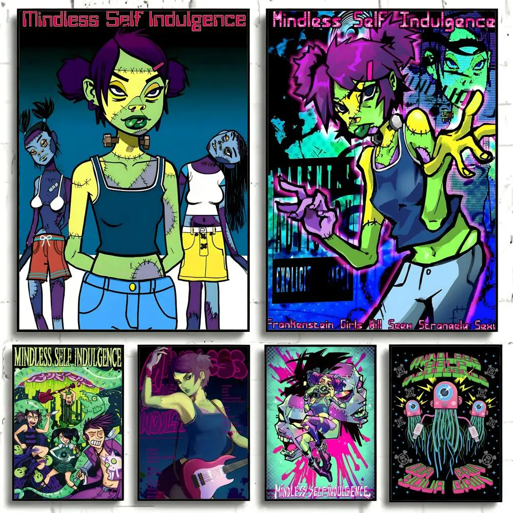 Band M-Mindless S-Self I-Indulgence Poster Self-adhesive Art Waterproof Paper Sticker Coffee House Bar Room Wall Decor