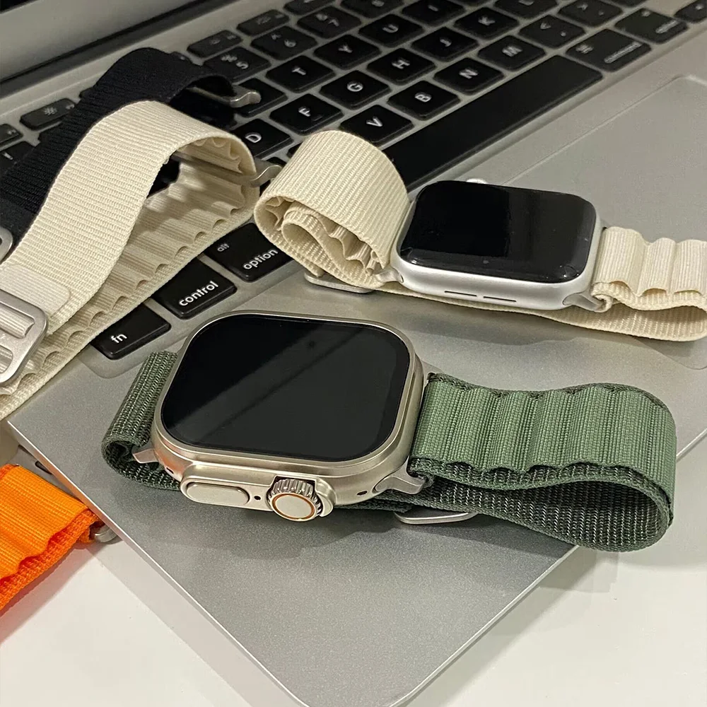 جبال الألب حلقة حزام ل سوار ساعة أبل الترا 49 مللي متر 10 46 مللي متر 44 مللي متر 40 مللي متر 42 مللي متر 41 مللي متر 45 مللي متر سوار معدني iwatch SE سلسلة 9/5/7/4/3/8/6