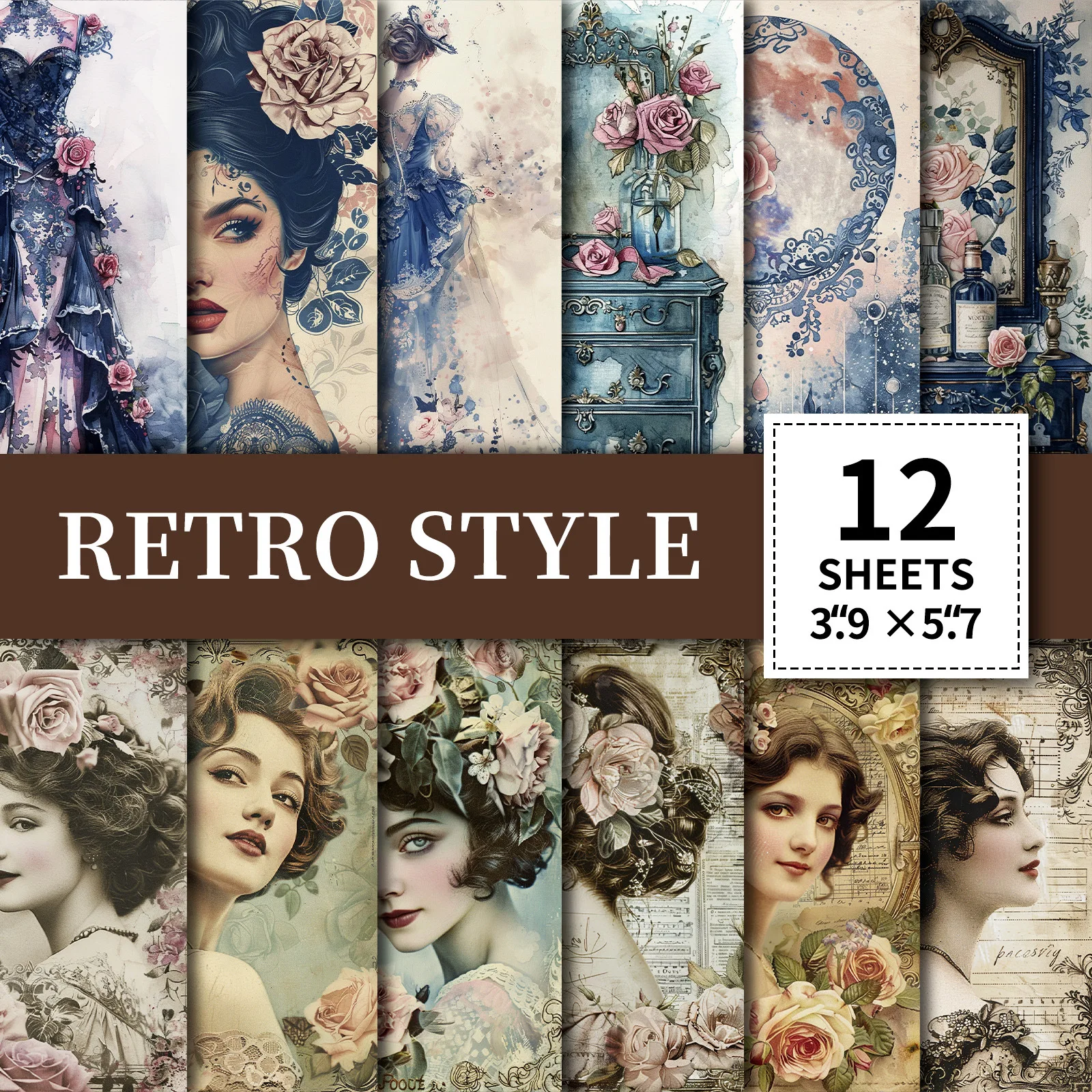 Hot selling new 12 sheets of retro aristocratic materials with British style, paper hand account, peripheral material decoration