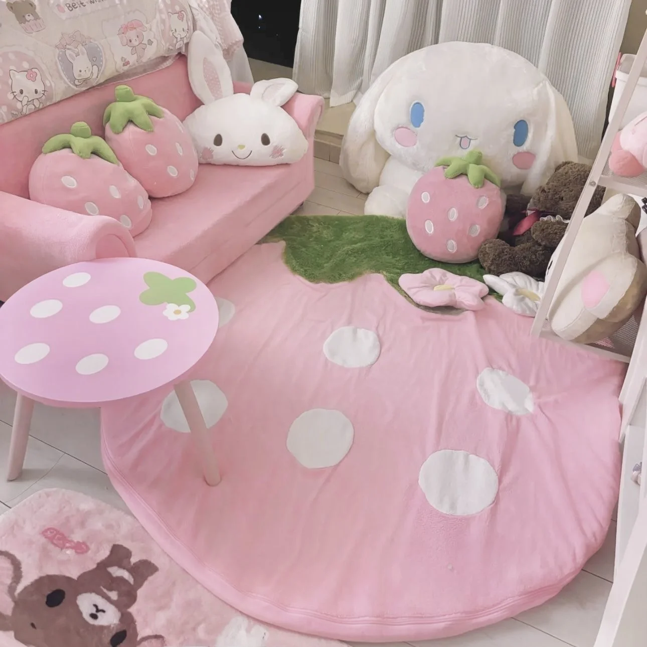 Stberry Pattern Plu Thiened Bodenmatte Schlafzimmer Baby Cling Matte Raumdekoration Abnehmbares und wachtbares Ambiente-Gefühl