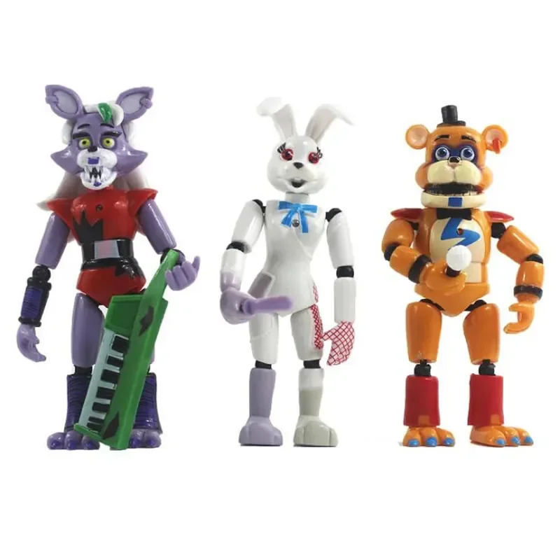 5Pcs/Set FNAFs Figures Security Breach Series Bonnie Bear Action Figure Luminous Detachable Joint Freddy Pvc Model