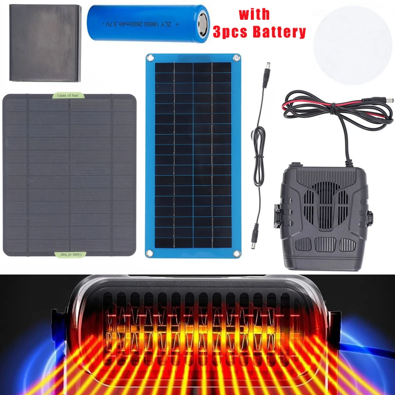 20W/30W Solar Panel with Heater, Car Heater Drying and Heating Winter Pet House Warmer,Warm Natural Wind Speed Electric Heater