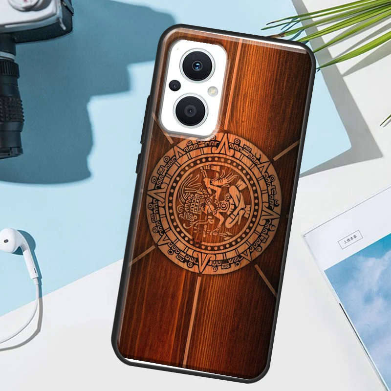 Mayan Calendar Wood Pattern Case For OPPO Reno 8 Lite 4 5 6 7 Reno 10 Pro 8T 4Z 5Z Find X2 X3 Lite Neo X6 X5 Pro Cover